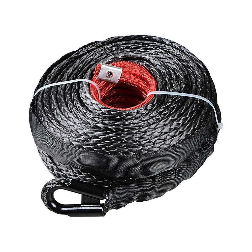 95feet x 3/8 inch Black Synthetic Winch Rope Line Cable with Rock Heat Guard 20500LBs Recovery Truck 4x4 ATV UTV - Shop Hardware Tools Online Store