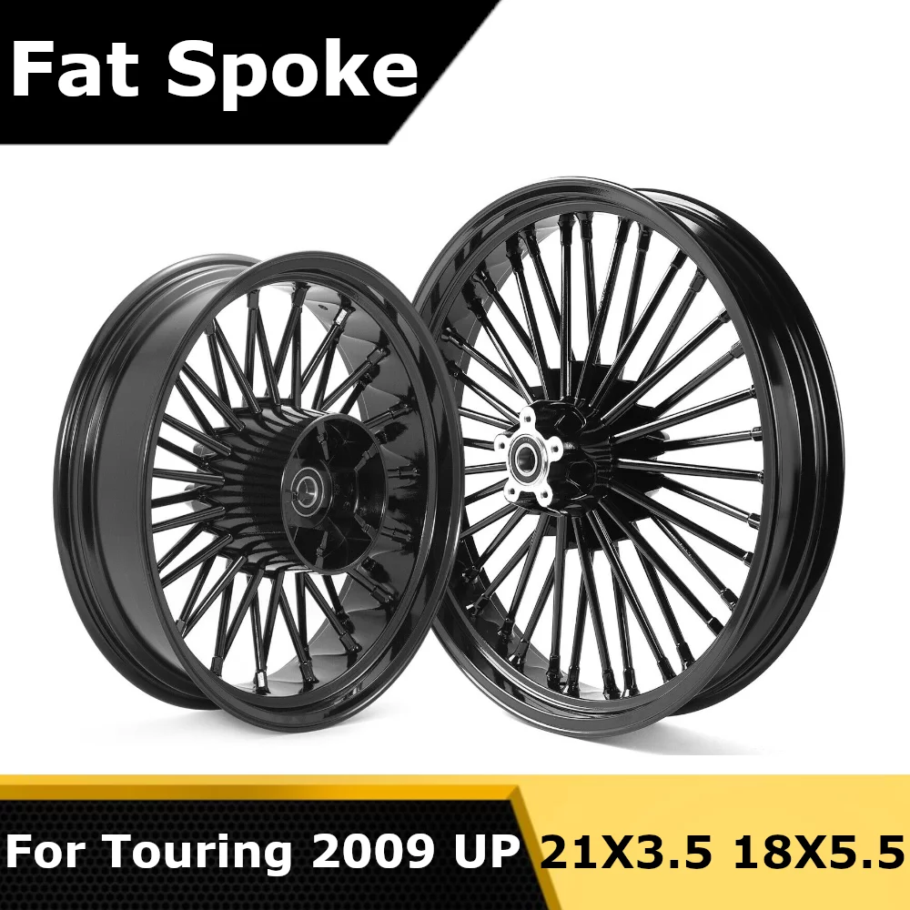 21X3.5 18X5.5 Fat Spoke Wheels Rims for Harley Touring Road King Glide FLHX 09-21 - Curated Treasures Market