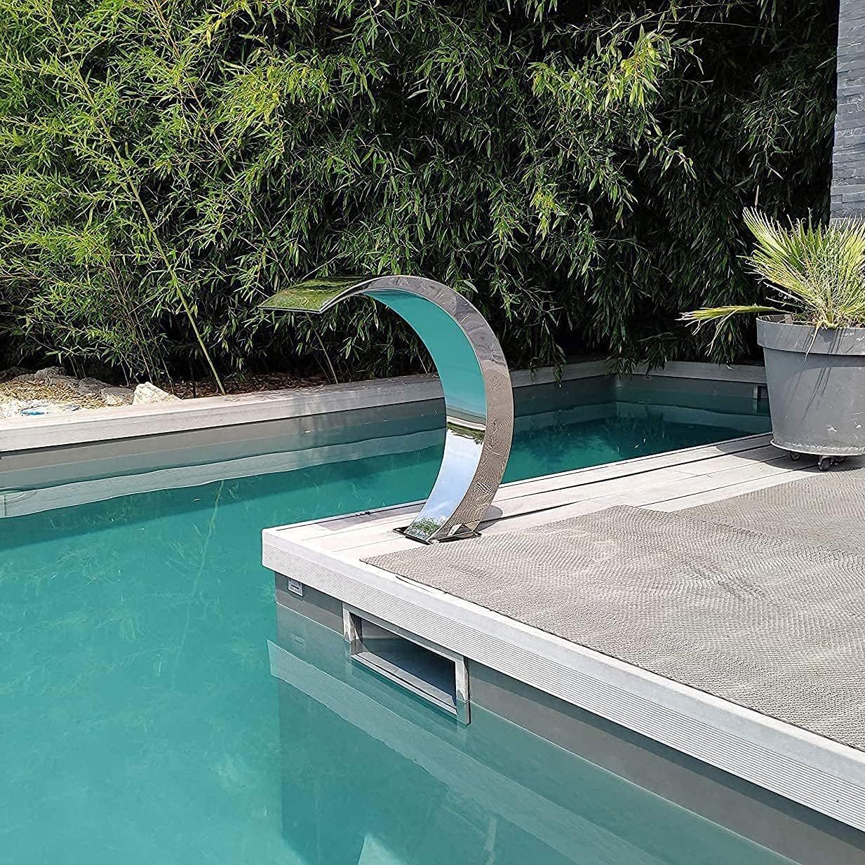 Swimming Pool Fountain for Inground Pools Garden Outdoor Pond, Stainless Steel Pool Waterfall Fountain Swimming Pool Spray Screen