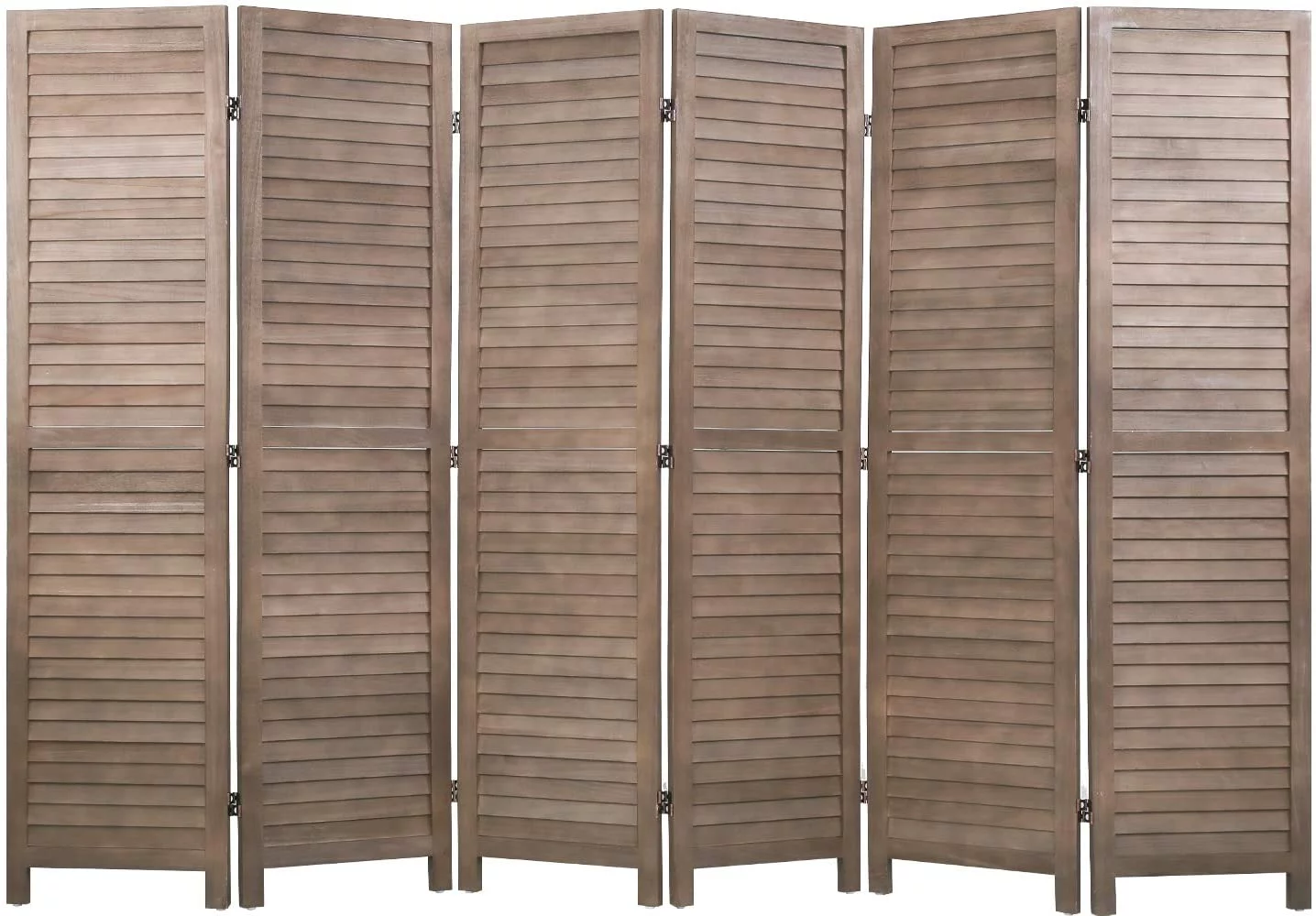 FDW Wood 6 Panel Room Divider Privacy Screen, 69" Tall, Light Brown