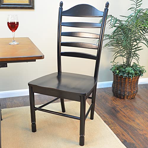 Carolina Living Whitman Transitional Ladder Back Dining Room Accent Chair for Kitchen Table, Dining Room Table or Side Seating, Antique Black