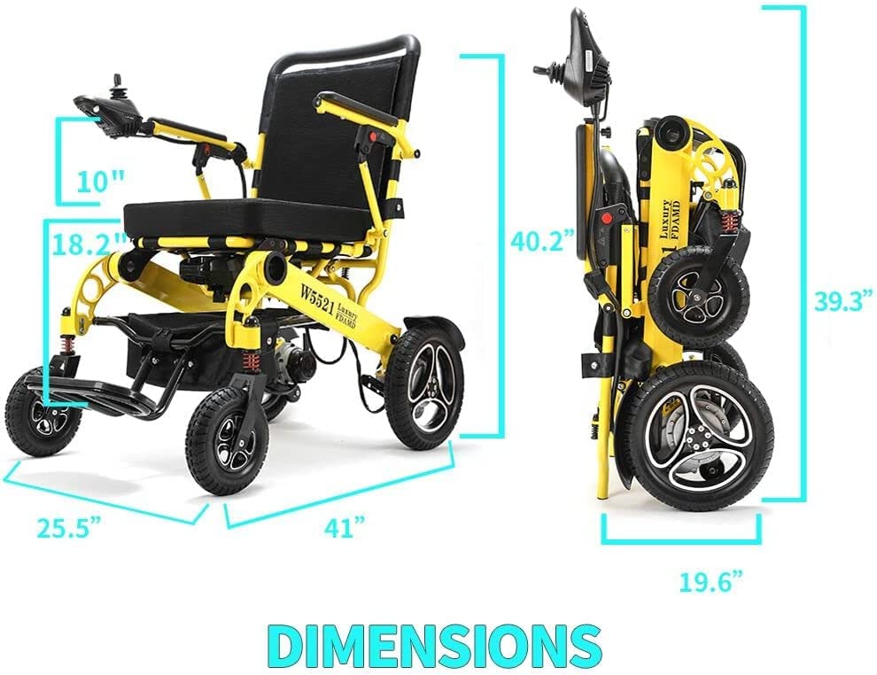Intelligent Folding Electric Wheelchair for Adults, Lightweight Foldable Powered Wheelchair, Power Wheelchair, Portable Folding Carry Wheelchairs, Durable Wheelchair