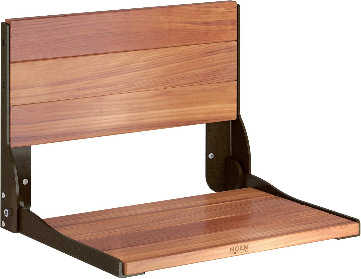 Moen DN7110 Home Care Wall Mounted Teak Wood Aluminum Folding Shower Seat, Chrome