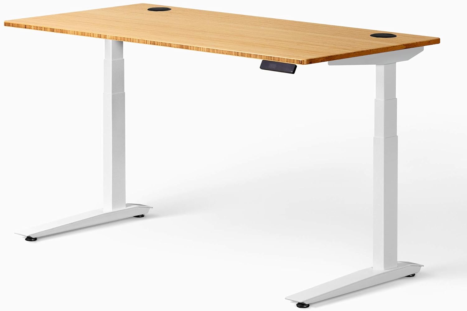 Fully Jarvis Standing Desk 60" x 30" Natural Bamboo Top - Electric Adjustable Desk Height from 25.5" to 51" with Memory Preset Controller (Rectangle, Black Frame)