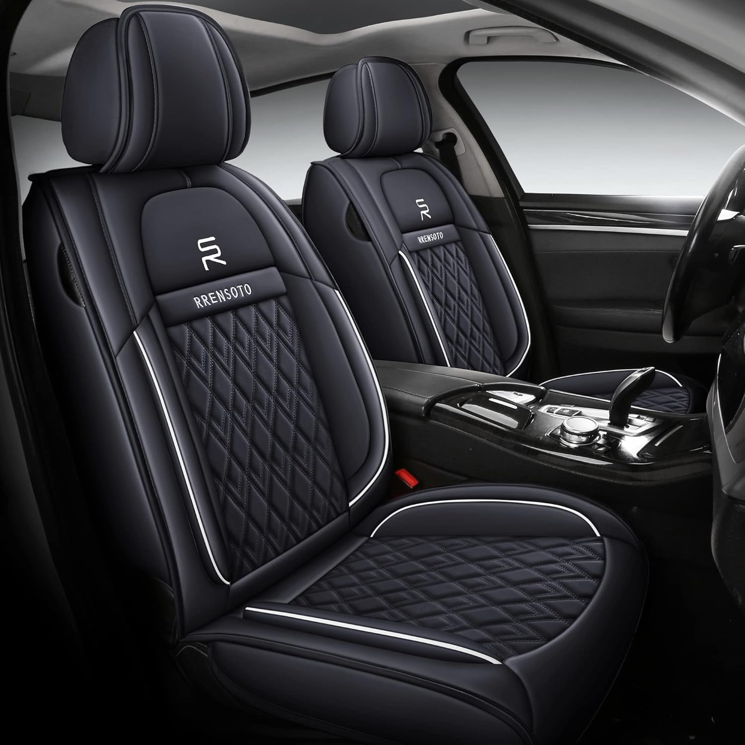 LEYJOIN Faux Leather Car Seat Covers Full Set,Leatherette Automotive Vehicle Cushion Covers for 5 Passengers, Universal Fit for Cars SUV and Trucks in Auto Interior Accessories (Black and Red)&hellip;