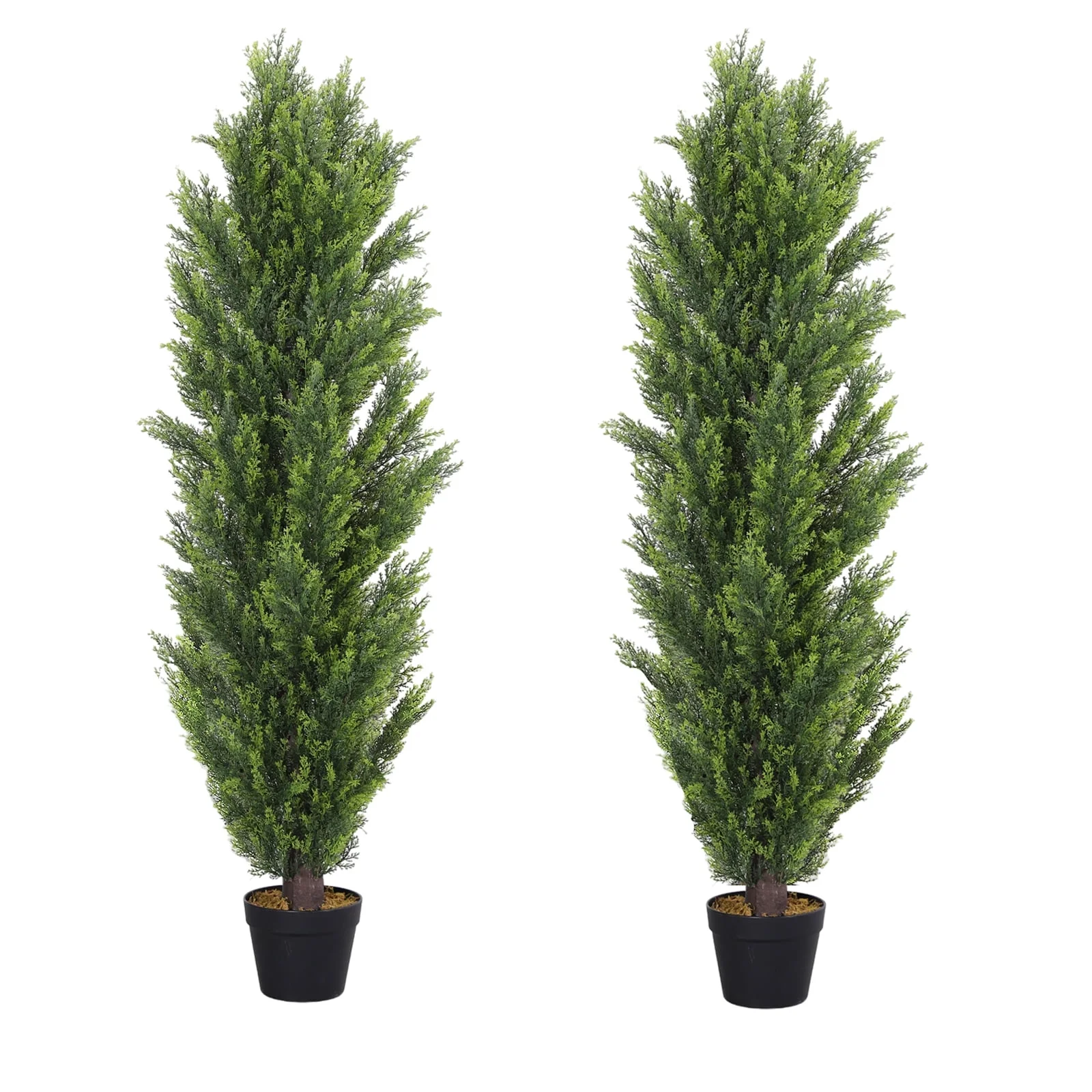 Poetree 2 Pack Artificial Tree 5 FT Artificial Cedar Topiary Trees for Outdoors Potted Fake Pine Trees Faux Evergreen Plants for Home Porch Decor