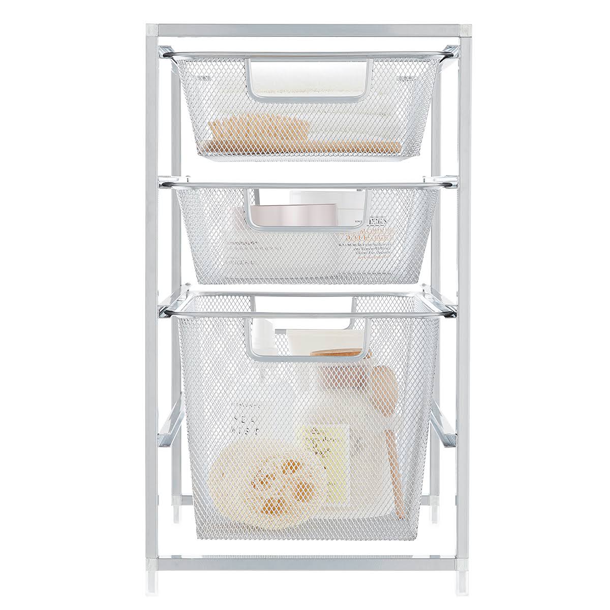 Elfa X-Narrow Cabinet Drawer Solution Platinum, 10x22 x 17-1/4x22 x 17-1/2x22 H | The Container Store