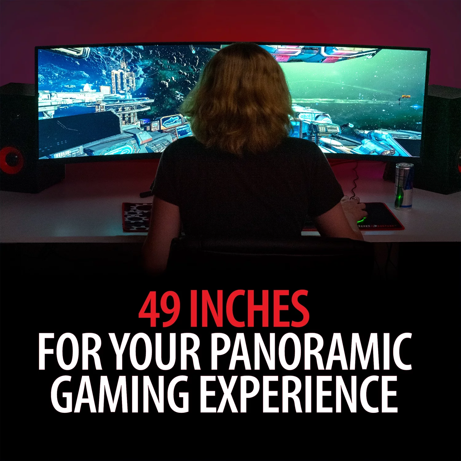 Deco Gear 49" Curved Ultrawide E-LED Gaming Monitor, 32:9 Aspect Ratio, Immersive 3840x1080 Resolution, 144Hz Refresh Rate, 3000:1 Contrast Ratio (DGVIEW490)