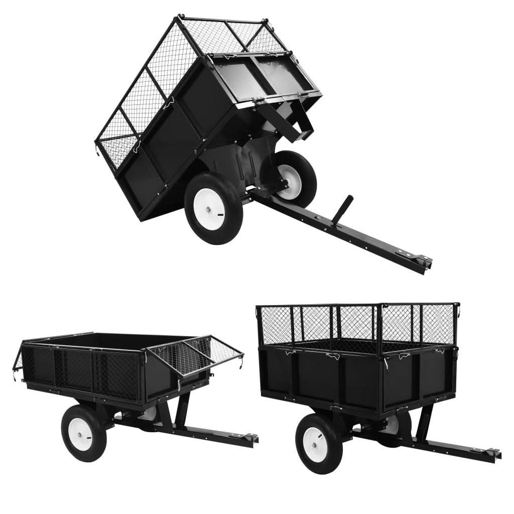 vidaXL Tipping Trailer for Lawn Tractor 661.4lbs Load 145813
