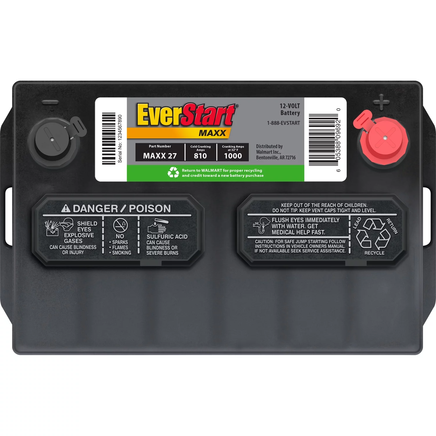 EverStart Maxx Lead Acid Automotive Battery, Group Size 27 12 Volt, 810 CCA
