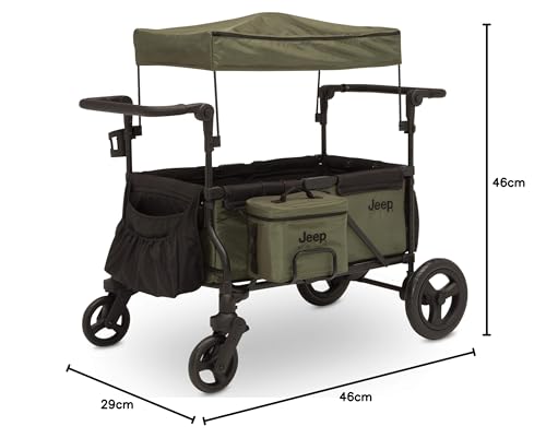 Jeep Deluxe Wrangler Stroller Wagon with Cooler Bag and Parent Organizer by Delta Children, Black/Green