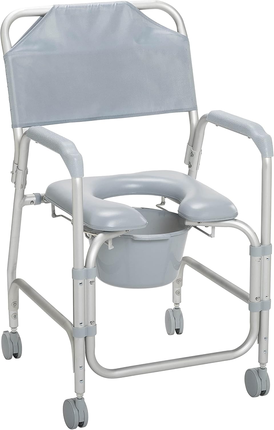 Drive Medical 11114KD-1 Shower Chair / Commode Chair with Casters,Grey