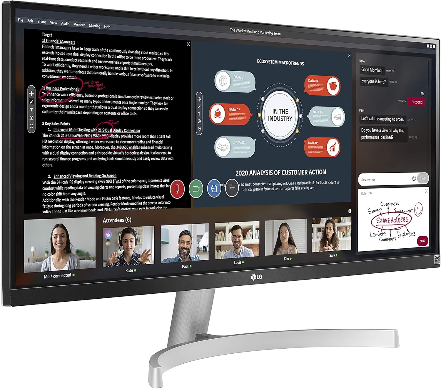 LG 29WN600-W 29" 21:9 UltraWide WFHD IPS HDR10 Monitor with FreeSync, Silver