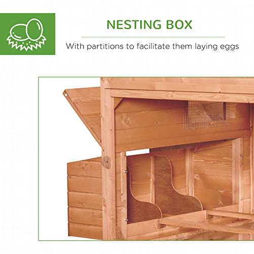 PawHut 137" Chicken Coop for 8-10 Chickens, Large Chicken House, Wooden Poultry Hen Cage with Nesting Box and Run for Backyard, Gray