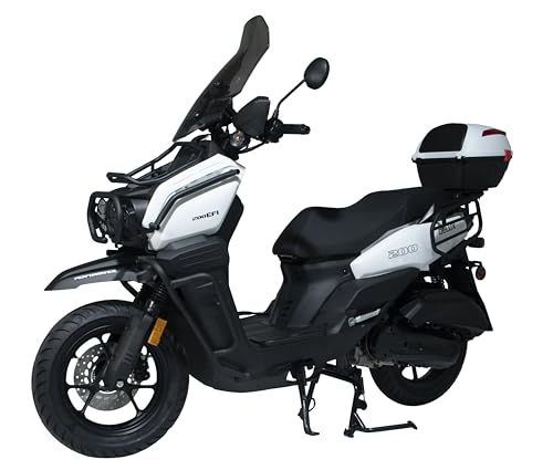 HHH Tank 200 DLX EFI Scooter Vitacci Tank 200 EFI Scooter 200cc motorcycle 13 inch wheels Fully Automatic, Windshield and Matching Rear Trunk ( Black )