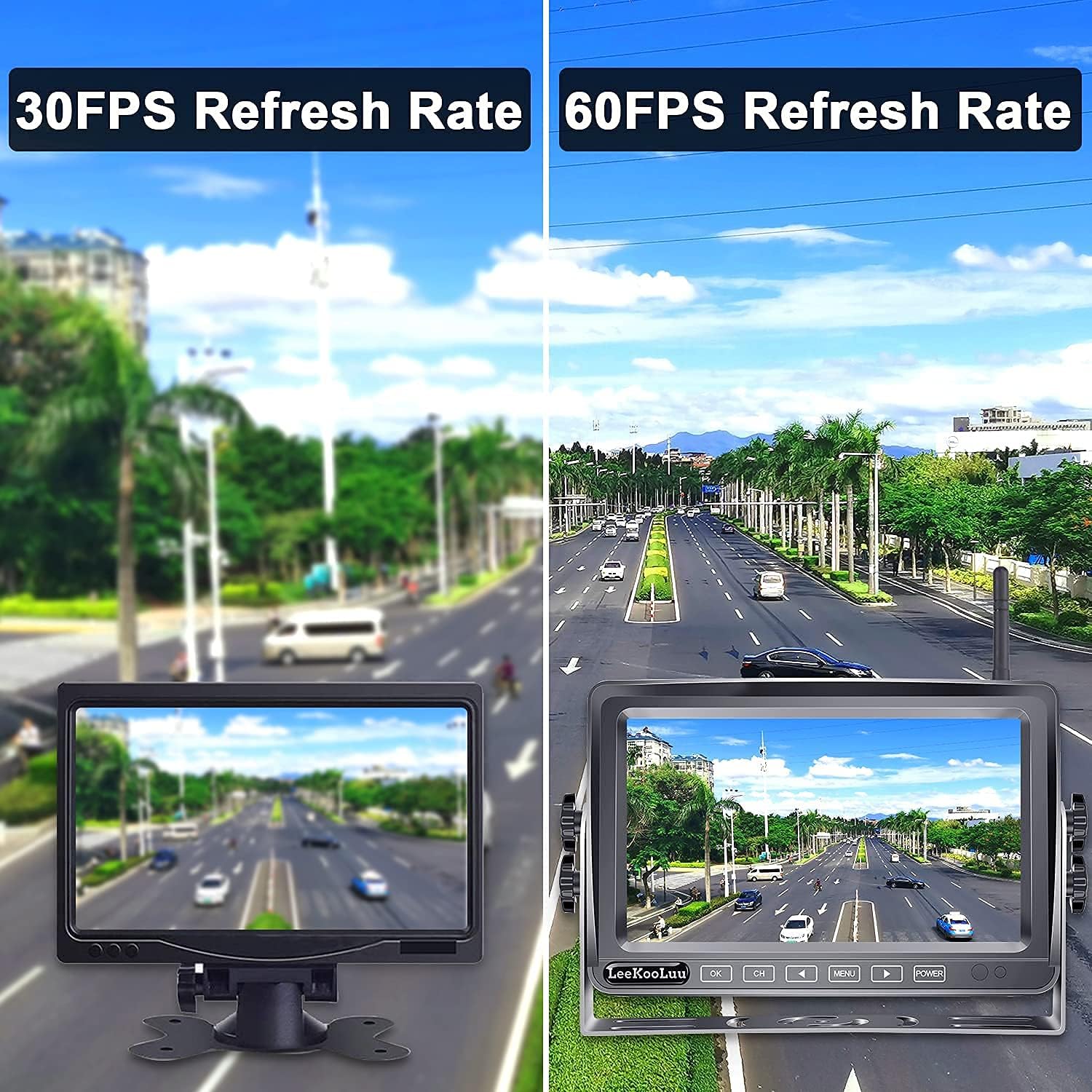Wireless Backup Camera RV HD 1080P 7 Inch Monitor Recorder DVR Split Screen Four Channels Waterproof Night Vision Rear View System LeeKooLuu LK5