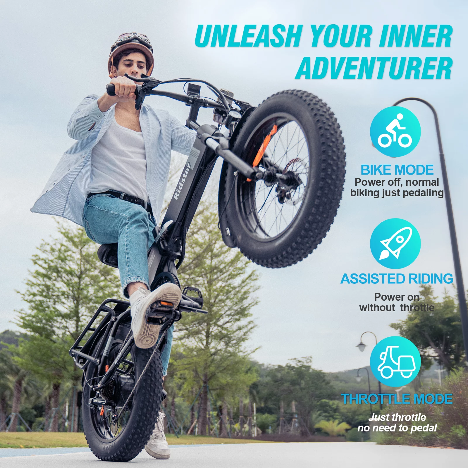 Folding Ebikes for Adults Ridstar, 750W Motor 48V 14AH Removable Battery 20" x 4.0 Fat Tire Shimano 7-Speed 19.8MPH Electric Bike