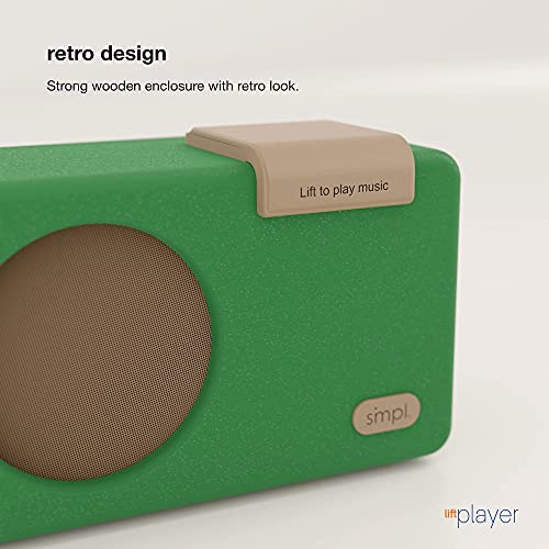SMPL One-Touch Music Player, Audiobooks + MP3, Quality-Sound, Durable Wooden Encloser with Retro Look, 4GB USB with 40 Nostalgic Hits Included, Live Technical Support