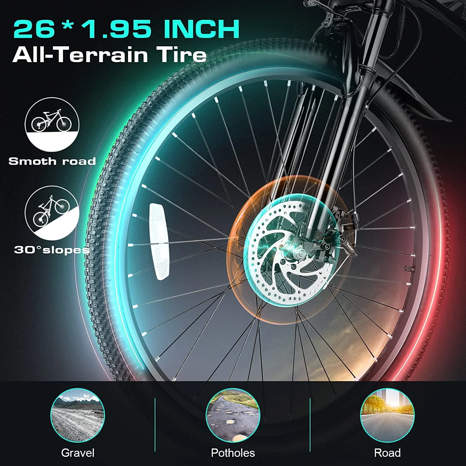 Vivi Electric Bike for Adults 26 Folding Electric Bike 500W Electric Mountain Bike 20MPH Full Suspension Electric Bike with Cruise Control Up to 50 Miles