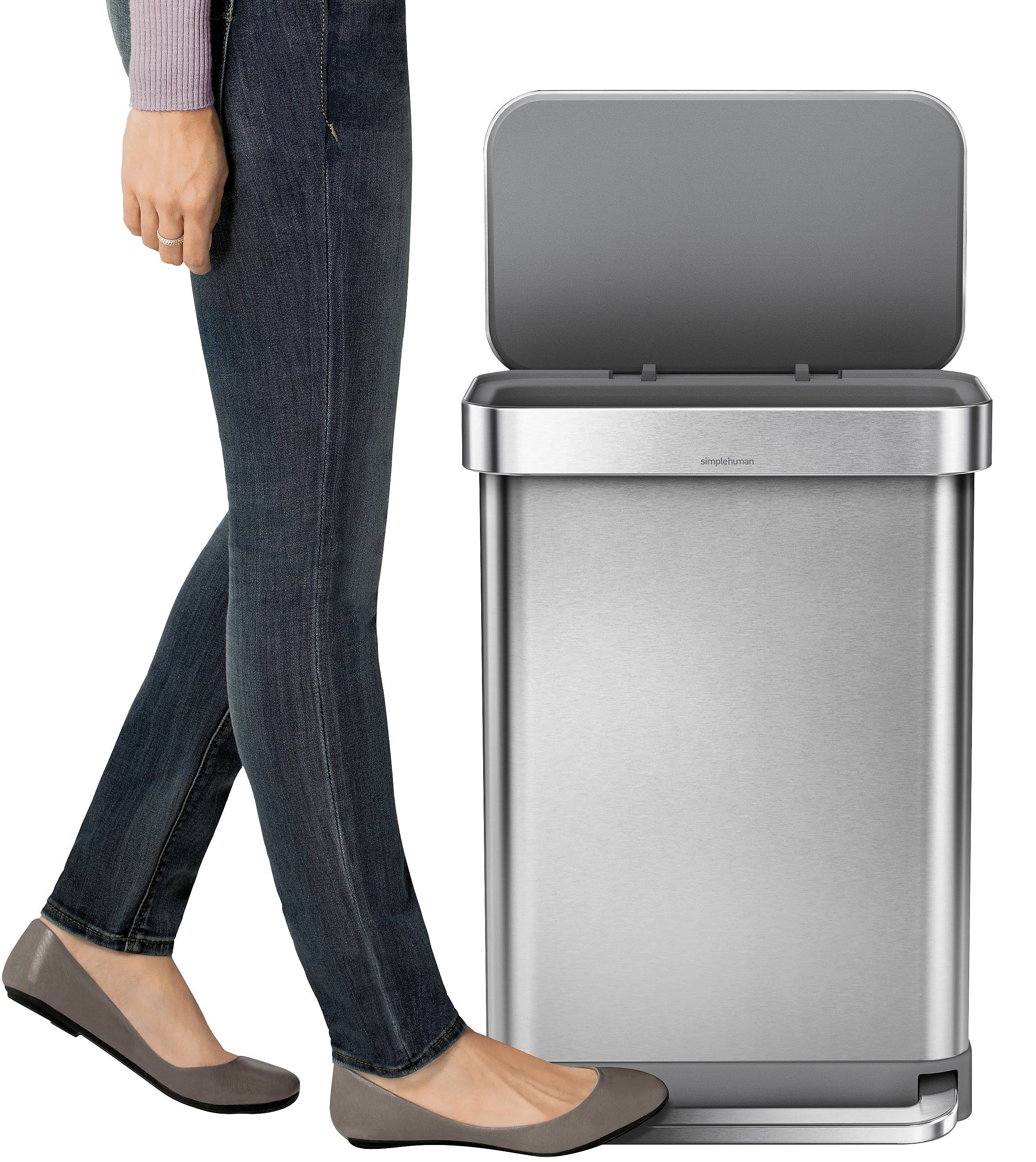 simplehuman 55-Liter Rectangular Step Trash Can with Liner Pocket/STAINLESS Steel