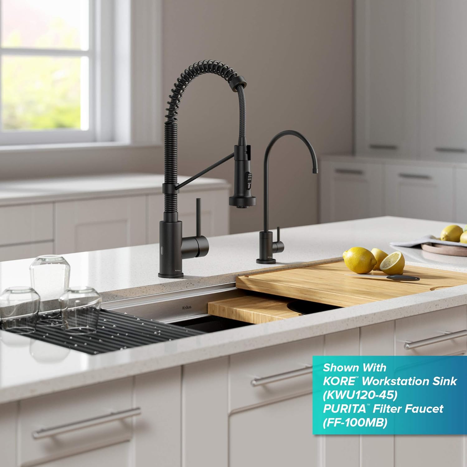 Kraus KSF-1610MB Bolden Sensor Commercial Pull-Down Kitchen Faucet (Matte Black) and KRAUS Kitchen Soap Dispenser (Matte Black)