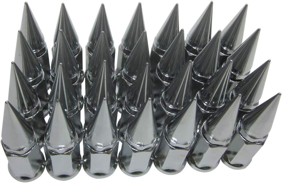 32 pc Universal 2pc Extended Spike Lug Nut M12x1.5 Conical Seat Hex 3/4