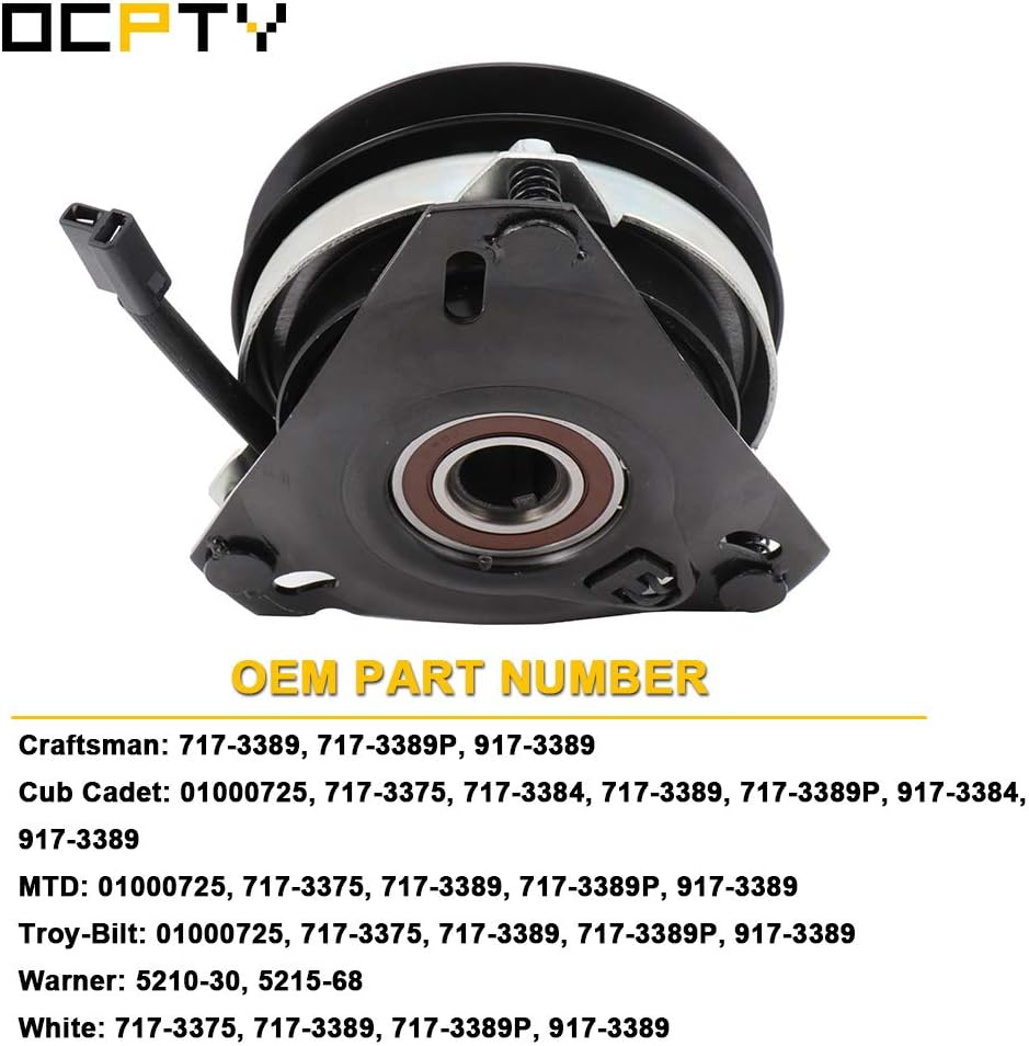 OCPTY Electric Power Take Off Clutch Electric PTO Clutch 717-3389 Quality Upgraded Aftermarket Fit for Craftsman, for Cub Cadet, for MTD, for Troy-Bilt, for Warner, for White