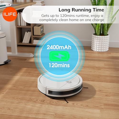 ILIFE A12 Pro Robot Vacuum and Mop Combo, Self Emptying Station for 60 Days, LiDAR Navigation, Home Mapping, No-Go Zones, 2.4G WiFi/App/Alexa/Remote Control, for Hard Floors, 110V