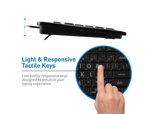 Macally XKEYLEDLP Large Print 7-Color Backlit Full Size USB Keyboard for Mac