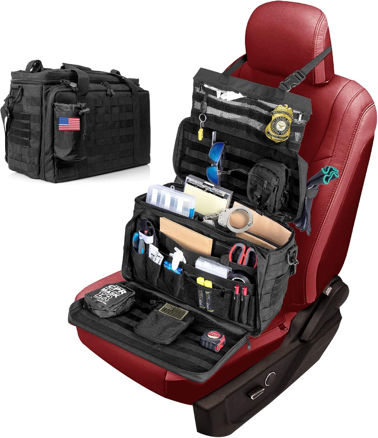 Patrol Bag for Law Enforcement - Police Gear Tactical Bag Car Seat Organizer, Range Bag & MOLLE Organizer With Tons of Storage and Comfort. Heavy Duty & Water Resistant. Space for Laptop.