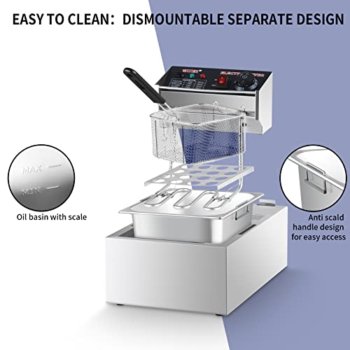AGKTER Deep Fryer,Commercial Deep Fryer,Electric Deep Fryer with Bask