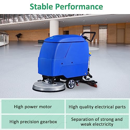 E-Macht Automatic Floor Scrubber Machine with Adjustable Handle,Commercial Cleaner Machine Walk Behind Heavy Duty Deep Full Powerbrush