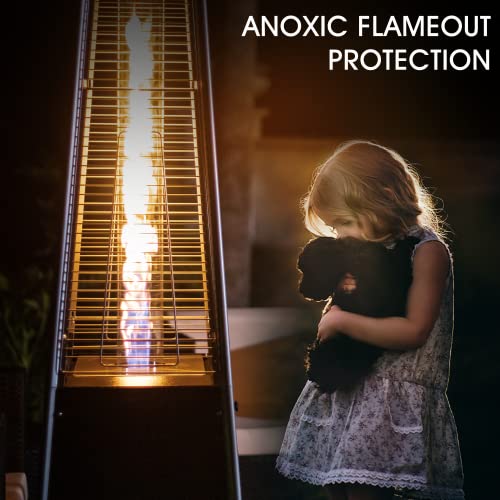 Outdoor Patio Heater with Reflector Shield, 40,000 BTU Propane Patio Heater with Wheels for Commercial, Residential, Garden, Porch, Party, Deck(Mocha)
