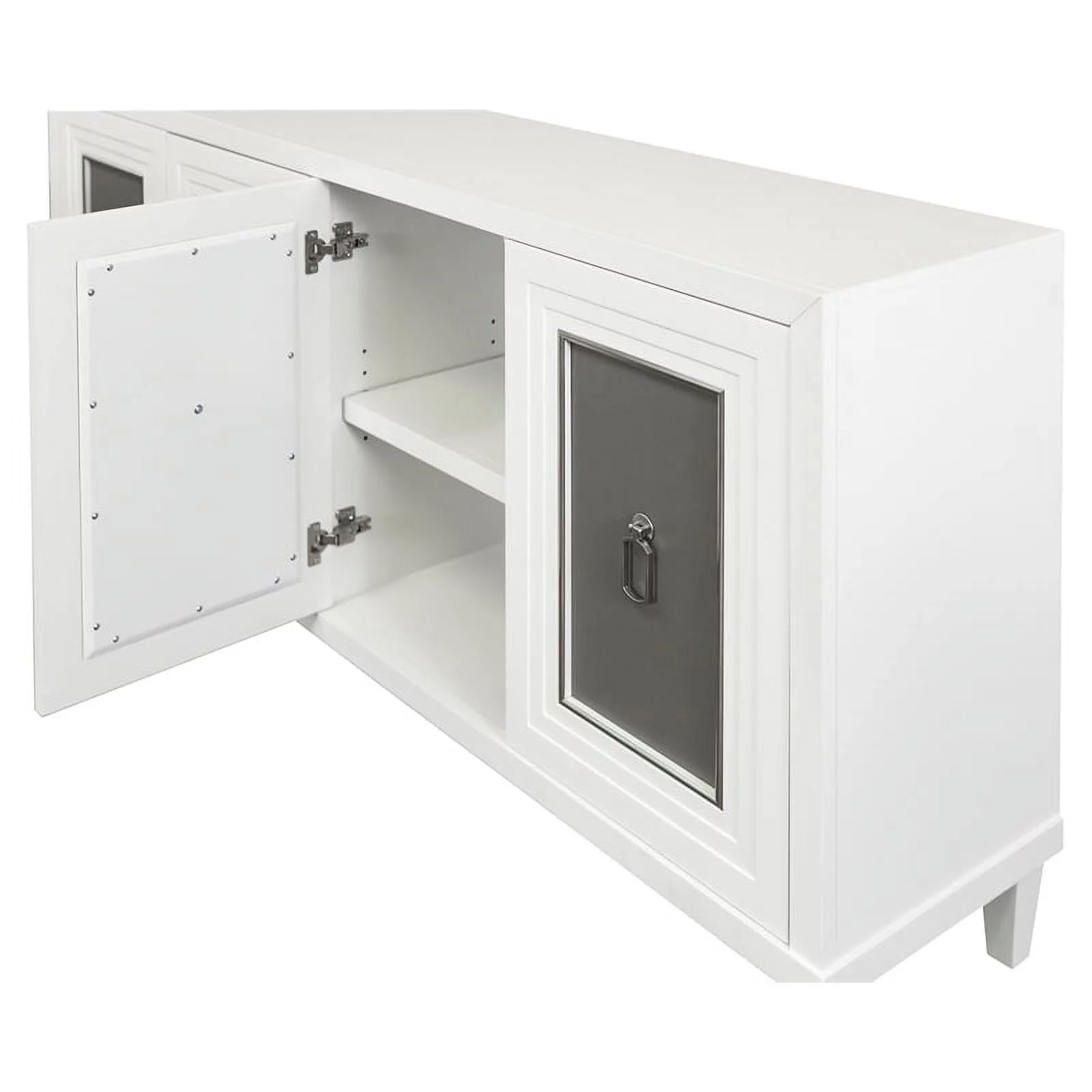 Modern Wood 80" Console with with doors TV Stand Fully Assembled White