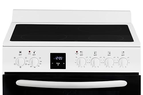iio 24 inch Electric Stove iER-244SS, Oven Range with Triple Lined Door Glass, 4 Top Burners, Convection Fan, Deep Broiler, Digital Timer Clock, 5 Cook Functions