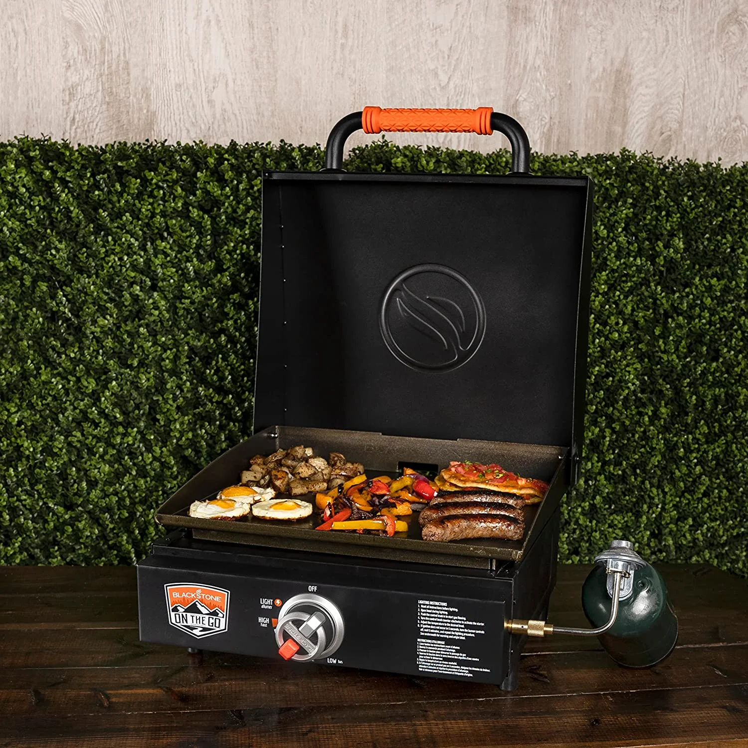 17 Inch Blackstone Griddle with Lid, Nonstick Tabletop Gas Griddle Outdoor with Seasoning & Conditioner and Wholesalehome Cloth Included