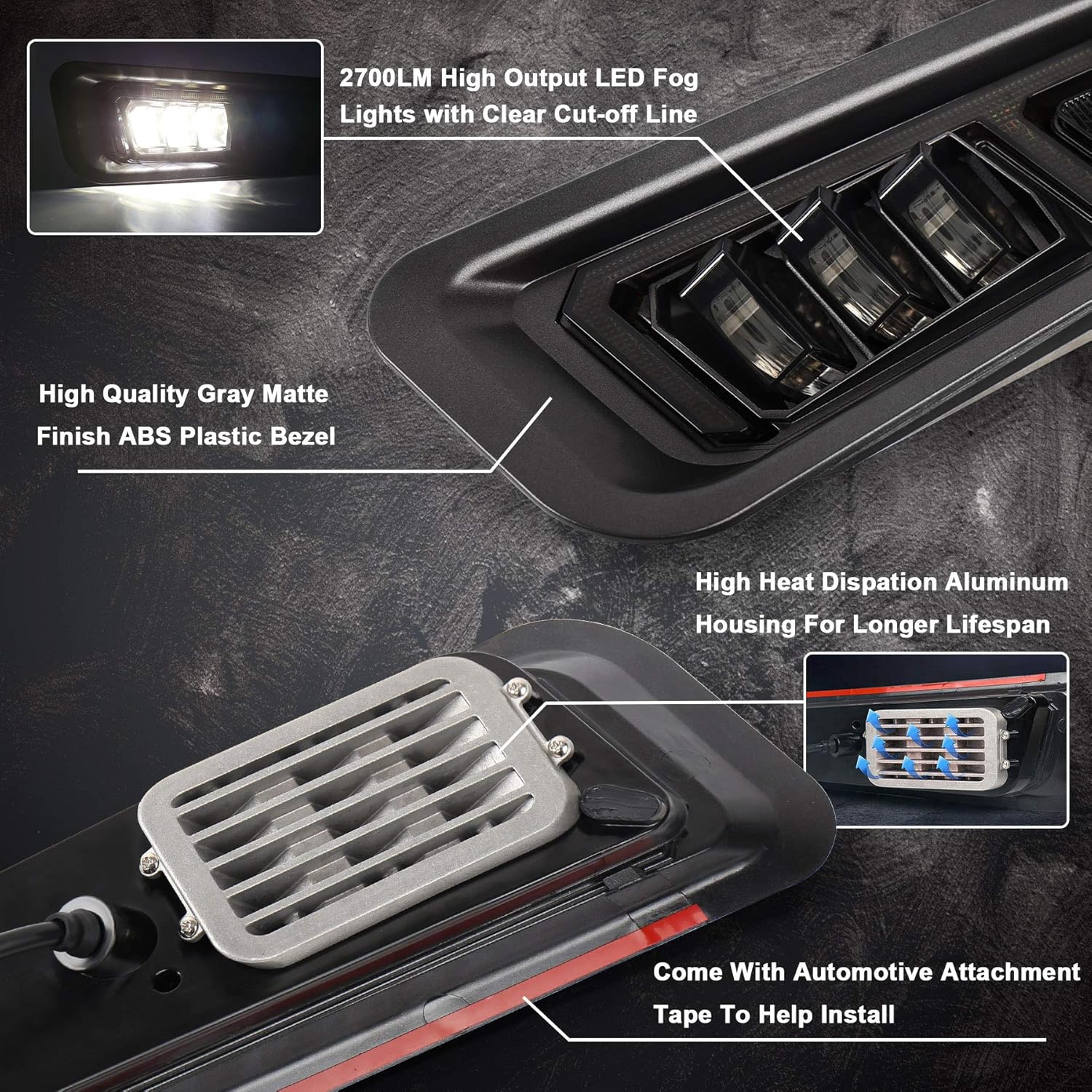Ford Raptor Fog Lights, CJOVSE Amber Sequential Turn Signal White DR LED Bumper Fog Lights Compatible Smoke Housing with Gen 2 Ford Raptor 2017 2018 2019 2020