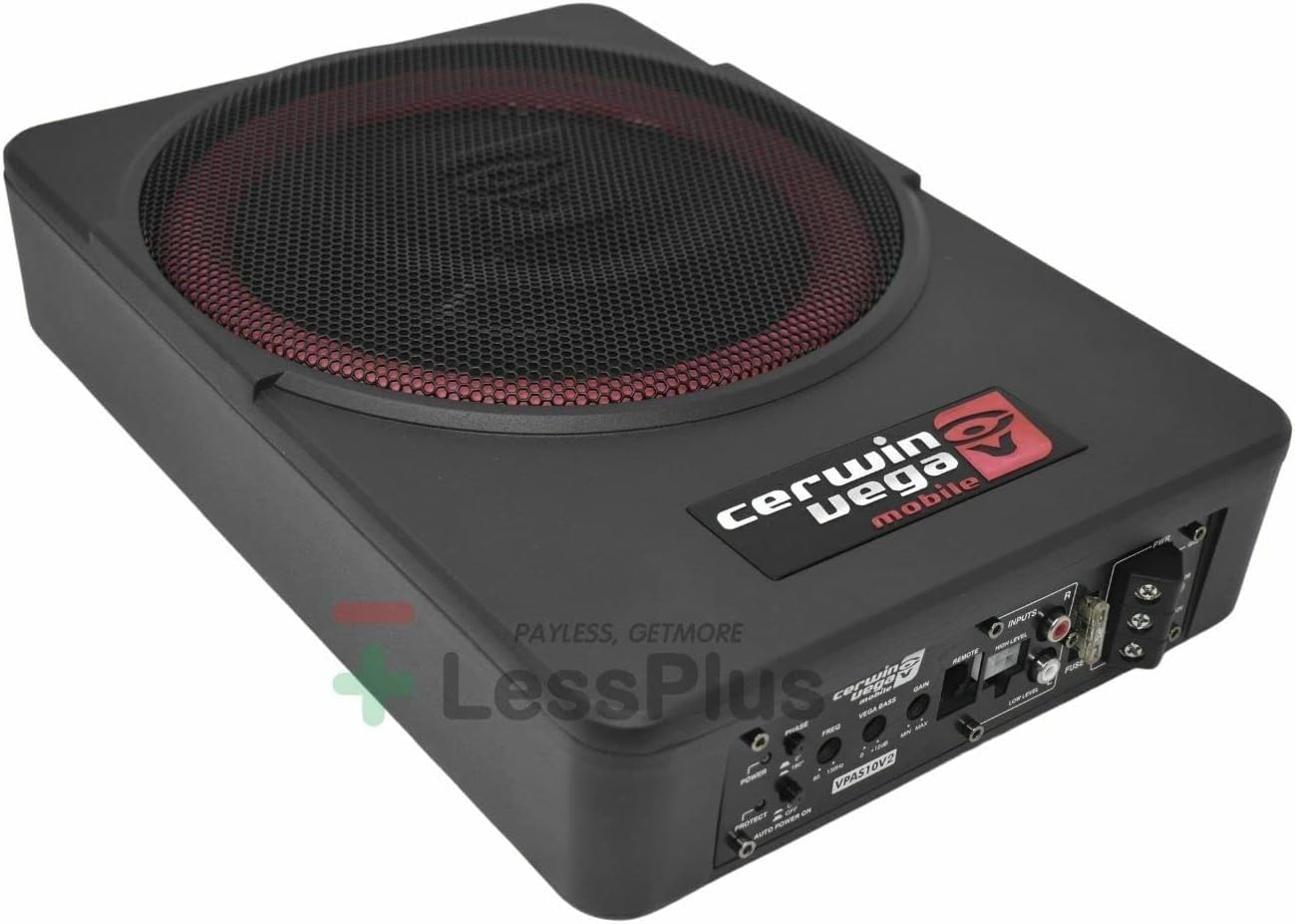 Cerwin Vega VPAS10V2 10" 550W Max / 200W RMS Low Profile Active Powered Subwoofer with Built in Amplifier Module for Working with All Vehicles