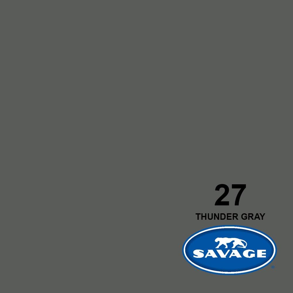 Savage Seamless Paper Photography Backdrop - #27 Thunder Gray (86 in x 18 ft) for YouTube Videos, Live Streaming, Interviews and Portraits - Made in USA Pack of 2