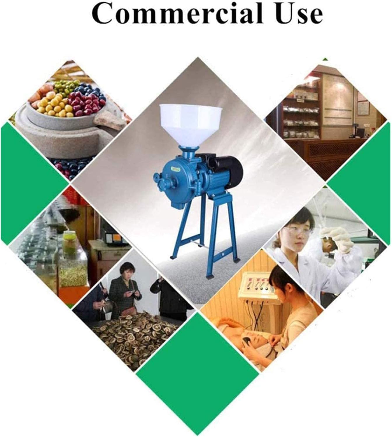 1500W Commercial Mill Grinder For Home Stores, Electric Grain Dry Feed Flour Milling Machine,Cereals Grinder With Funnel,Corn/Coffee/Wheat/Rice