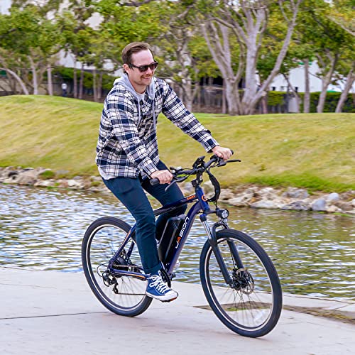 Jasion EB5 Electric Bike for Adults with Peak 500W Brushless Motor, 40Miles 20MPH Commuting Electric Mountain Bike with 360Wh Removable Battery, 7-Speed, 26" Tires and Front Fork Suspension