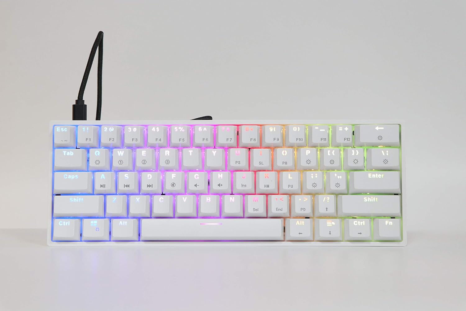 EPOMAKER SKYLOONG GK61 SK61 61 Keys Hot Swappable 60% Mechanical Keyboard with RGB Backlit, Doubleshot ABS Keycaps, Dustproof for Win/Mac/Gamers（Gateron Optical Blue, White