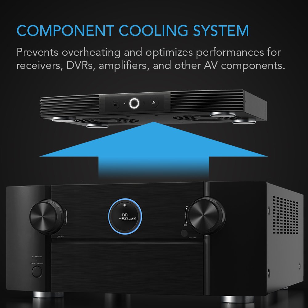 AC Infinity AIRCOM S6, Quiet Cooling Blower Fan System 12 Rear-Exhaust for Receivers, Amps, DVR, AV Cabinet Components