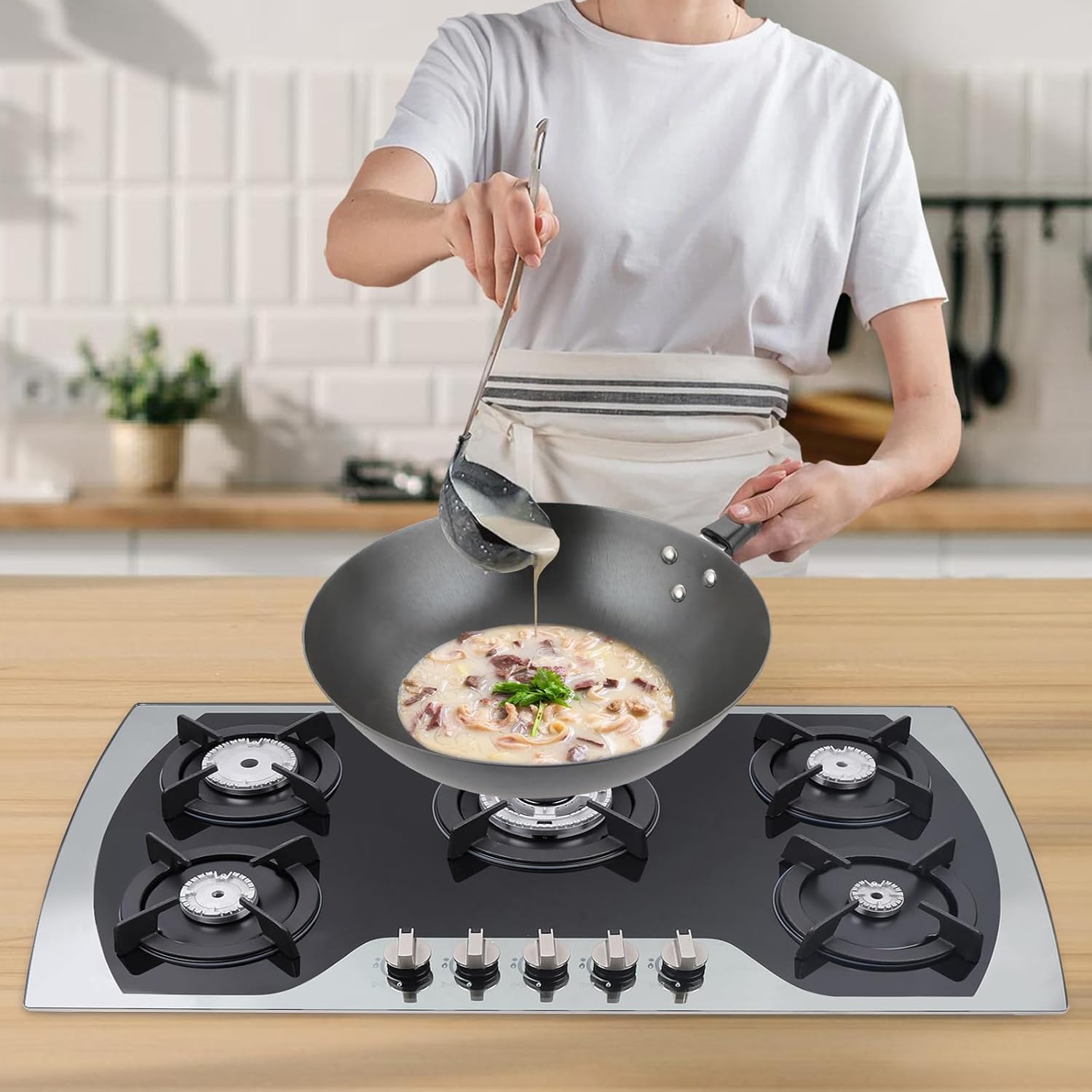 5 Burners 35.4", Built-In Gas Cooker, Stove Top Gas Cooktop Tempered Glass Stovetop Cooker for for Kitchen, Home, Apartments, RVs, Easy To Clean