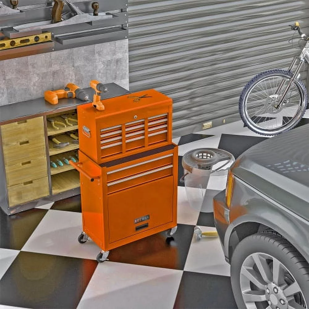 Rolling Tool Chest with Wheels and 8 Drawers, Detachable Large Toolbox Storage Cabinet with Lock,Locking Mechanic Tool Cart for Warehouse, Workshop,Garage,Blue
