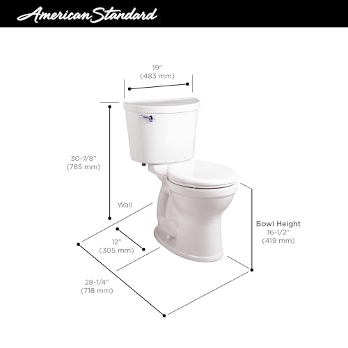 American Standard 610BA001.020 Champion PRO Two-Piece Toilet with Slow-Close Seat and Wax Ring, Round Front, Chair Height, White, 1.28 gpf