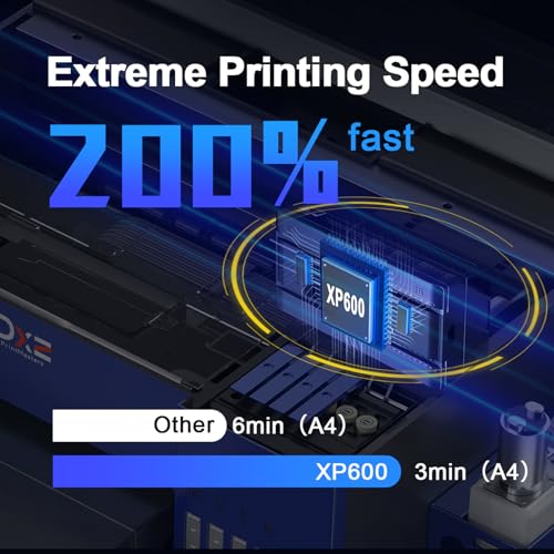 DXZ Upgraded A4 DTF Printer with Film Cutter-XP600 Doubled Printing Speed Compared to L1800 and L805,Built-in White Stirring System for DIY T-Shirt,2-Year Ink Included (Printer+Oven+Ink)