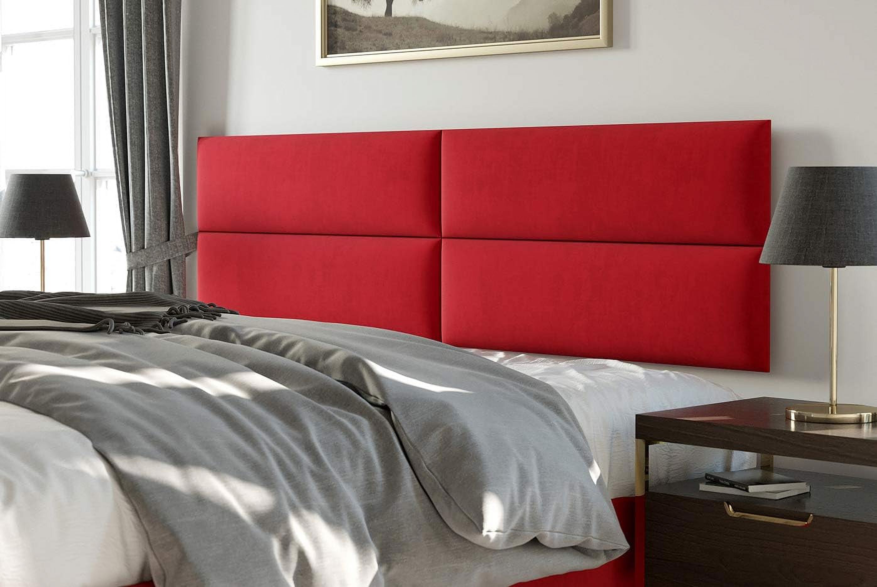 Upholstered Headboards - Accent Wall Panels - Micro Suede Red Melon - Queen/Full - Set Of 4 Panels (Each Individual Panel 30"X11.5")