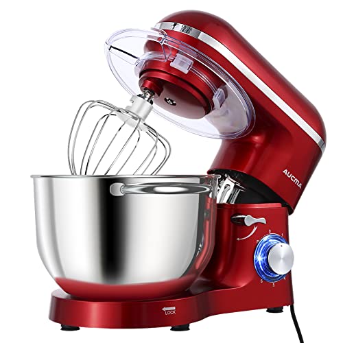 Aucma Stand Mixer,6.5-QT 660W 6-Speed Tilt-Head Food Mixer, Kitchen Electric Mixer with Dough Hook, Wire Whip & Beater