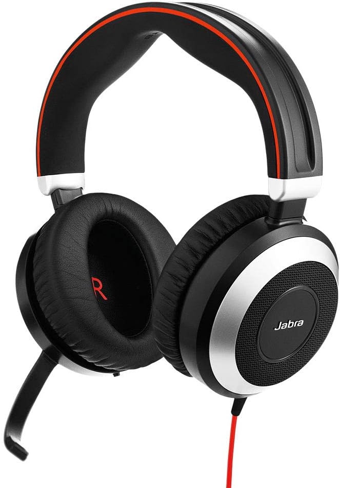 Jabra Evolve 80 MS Wired Headset Professional Telephone Headphones with Unrivalled Noise Cancellation for Calls and Music, Features World Class Speakers and All Day Comfort (Single Pack)